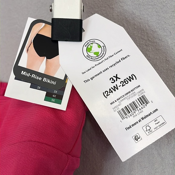 'Summer Fuchsia' Smocked Bikini Swim Bottoms 3X (24W-26W)-NWT - Time and Tru - Picture 15 of 16